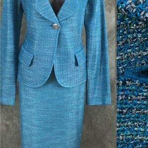 St. John Turquoise Textured Suit